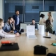 Executive team meeting in a private members club boardroom