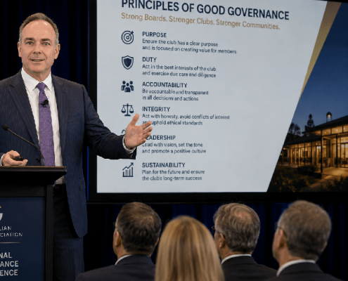 Geoff Wohlsen presenting at the Institute of Club Directors Australian Conference